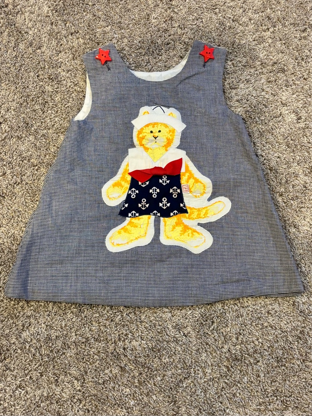 Vintage Chocolate Soup Nautical Cat Applique Dress Size 2T Made in USA